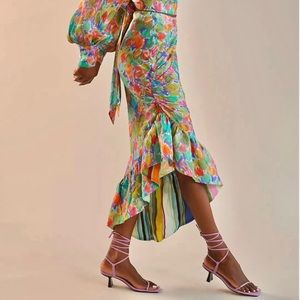 NWT!🔥 Anthropologie Hope For Flowers Asymmetrical Slim
Floral Midi Skirt